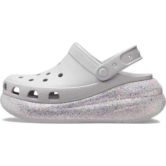 UNISEX CROCS PLATFORM CLOGS SILVER GLITTER WOMENS SIZE 12, MEN SIZE 10 - Picture 1 of 9
